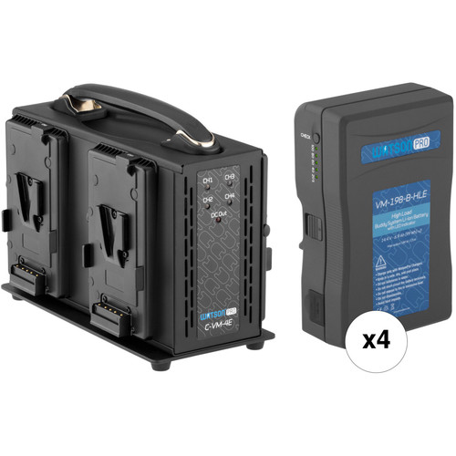 4x V-mount 198w (99WA)*2 + QUAD CHARGER بطاريات